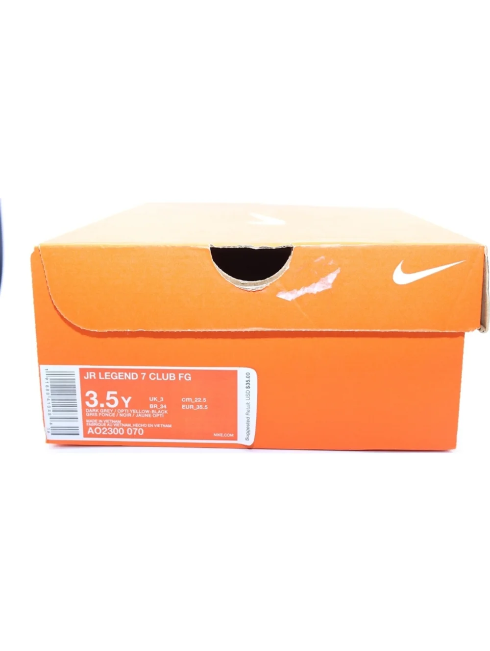 NIB Nike Tiempo JR LEGEND 7 Club FG Youth Soccer Cleats Shoes 3.5Y Gray & Yellow